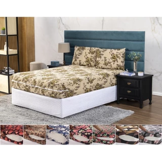 Capa de Colchão Queen 30cm + Fronhas com Zíper Malha Gel Spandex Resistente e que Estica Estampas
