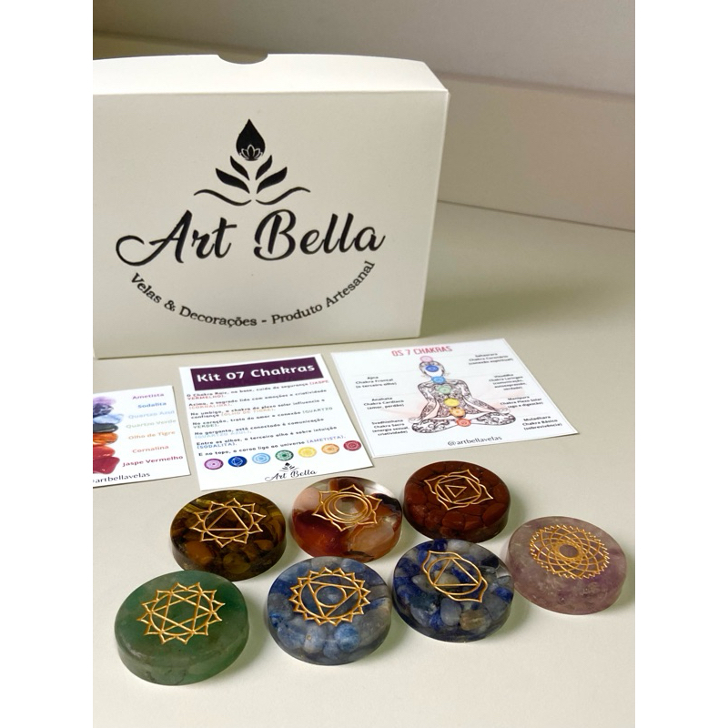 Kit orgonite 07 chakras-pedras naturais. Reiki - yoga - meditação