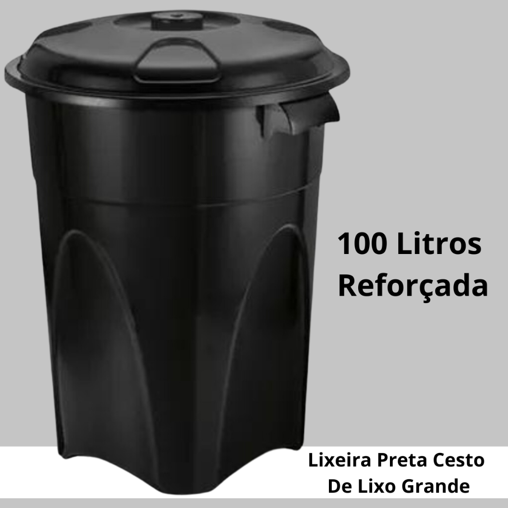 Lixeira Preta Cesto Lixo Grande 100 Litros *envio Expresso*
