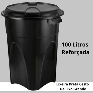 Lixeira Preta Cesto Lixo Grande 100 Litros *envio Expresso*