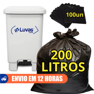 Saco de Lixo Preto 200 Litros 100un - Dr Luvas