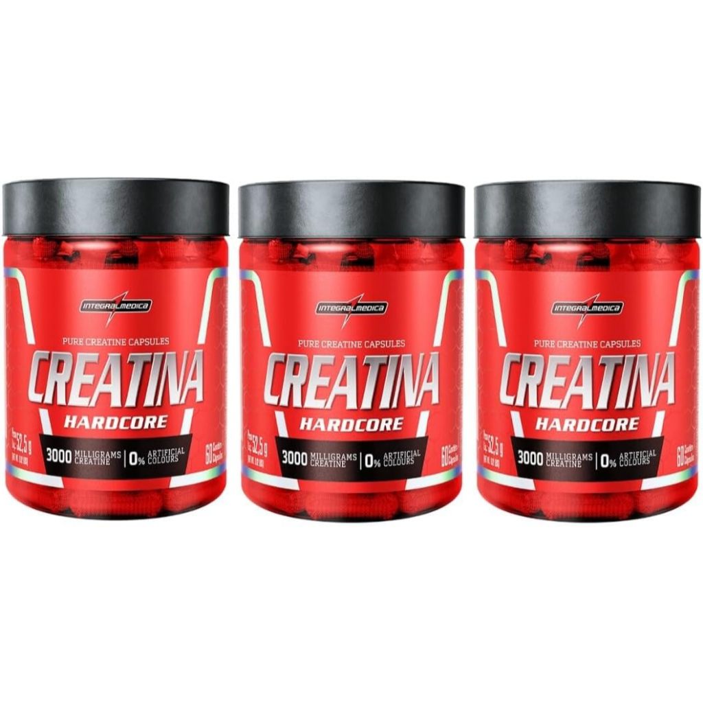 Kit 3x Creatina Integralmédica Hardcore 60 Cápsulas