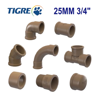 Conexoes 3/4" 25mm Tigre Para Cano Agua Pvc Marrom - Cotovelo, Joelho, Tampão, Luva, Te, Curva Longa, Bucha Reduçao.