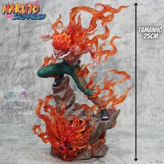 Might Guy 25cm Maito Gai Ninja da Folha Action Figure Naruto Shippuden Portões Boneco Anime Colecionavel Decoração Geek Rock Lee
