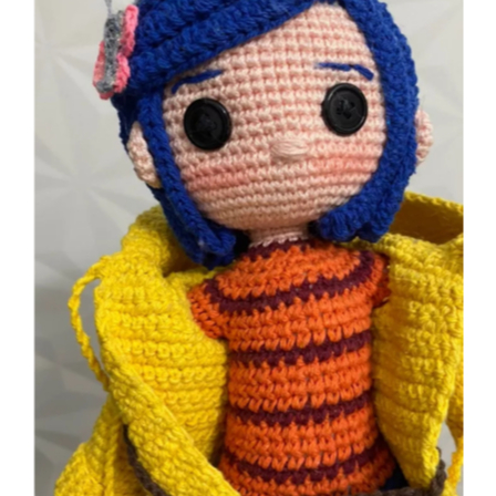 Boneca Coraline Amigurumi - cabelo em croche