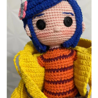 Boneca Coraline Amigurumi - cabelo em croche