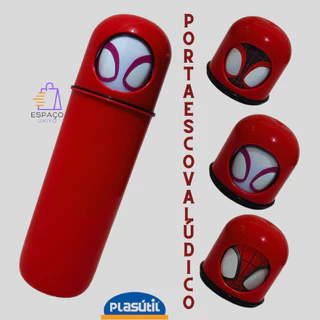 Porta Escova Homem Aranha Estojo c/Adesivo Organizador Lúdico Infantil