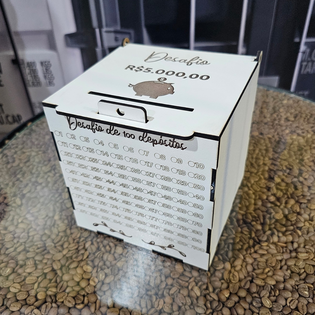 Caixinha Desafio 5000, Cofre Desafio dos 100 depósitos MDF