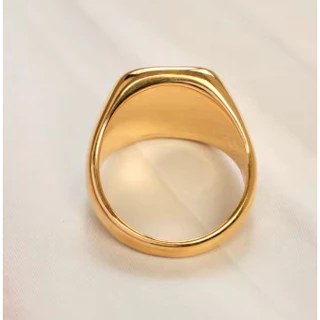 Anel Masculino de Cifrão Quadrado Dourado em Aço Inoxidável