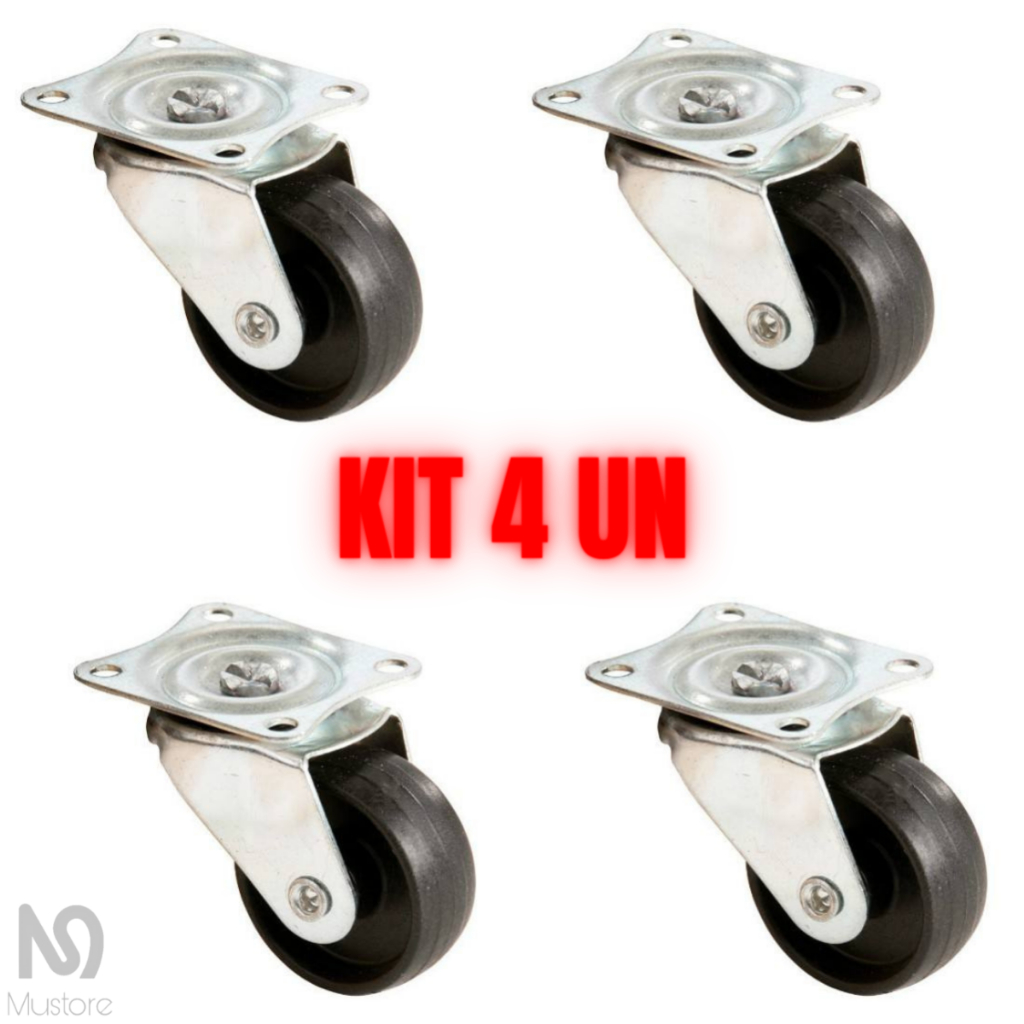 Rodinhas Rodizio Giratório Kit 4 Un Reforçado Para Moveis