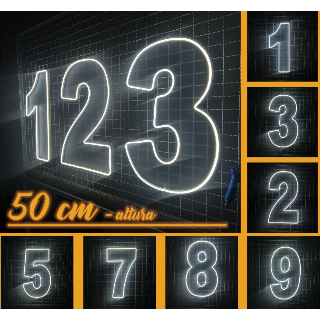 NÚMERO PLACA PAINEL ANIVERSÁRIO 50 CM DE ALTURA LED NEON | Shopee Brasil