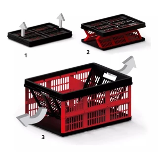 Caixa Plástica Organizadora Desmontável Multiuso 30kg 45l. Cor Vermelho
