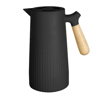 Garrafa Térmica Café Chá Nórdica Frisada Cabo de Madeira 1 Litro