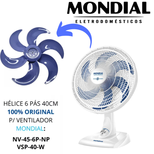 Helice Para Ventilador Mondial 40cm 6Pás Original