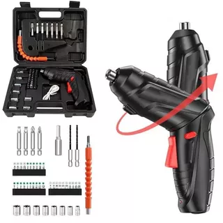 kit Parafusadeira furadeira 48 Pçs À Bateria Carregador Usb bivolt sem fio