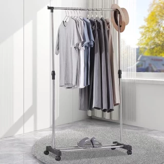 Arara Inox De Roupas Altura Regulável C/Sapateira E Rodinhas P/Organize roupas, sapatos e chapéus