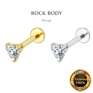 Coração Piercing Orelha Titânio Pvd Pedra Zircônia / Trágus, Labret, Earring, Helix, Ponto de Luz