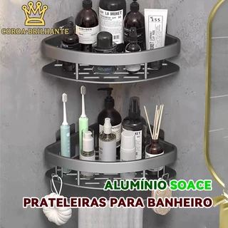 Suporte De Shampoo Organizador Prateleiras De Banheiro Sem Furo Premium-Space Aluminium Alta qualidade