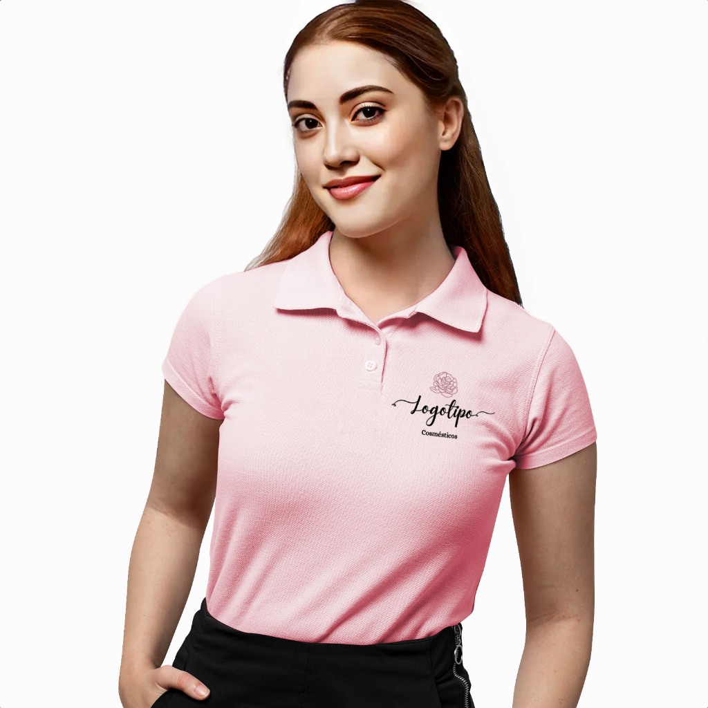 Camisa Polo Feminina com Logo Estampado no Peito Uniforme