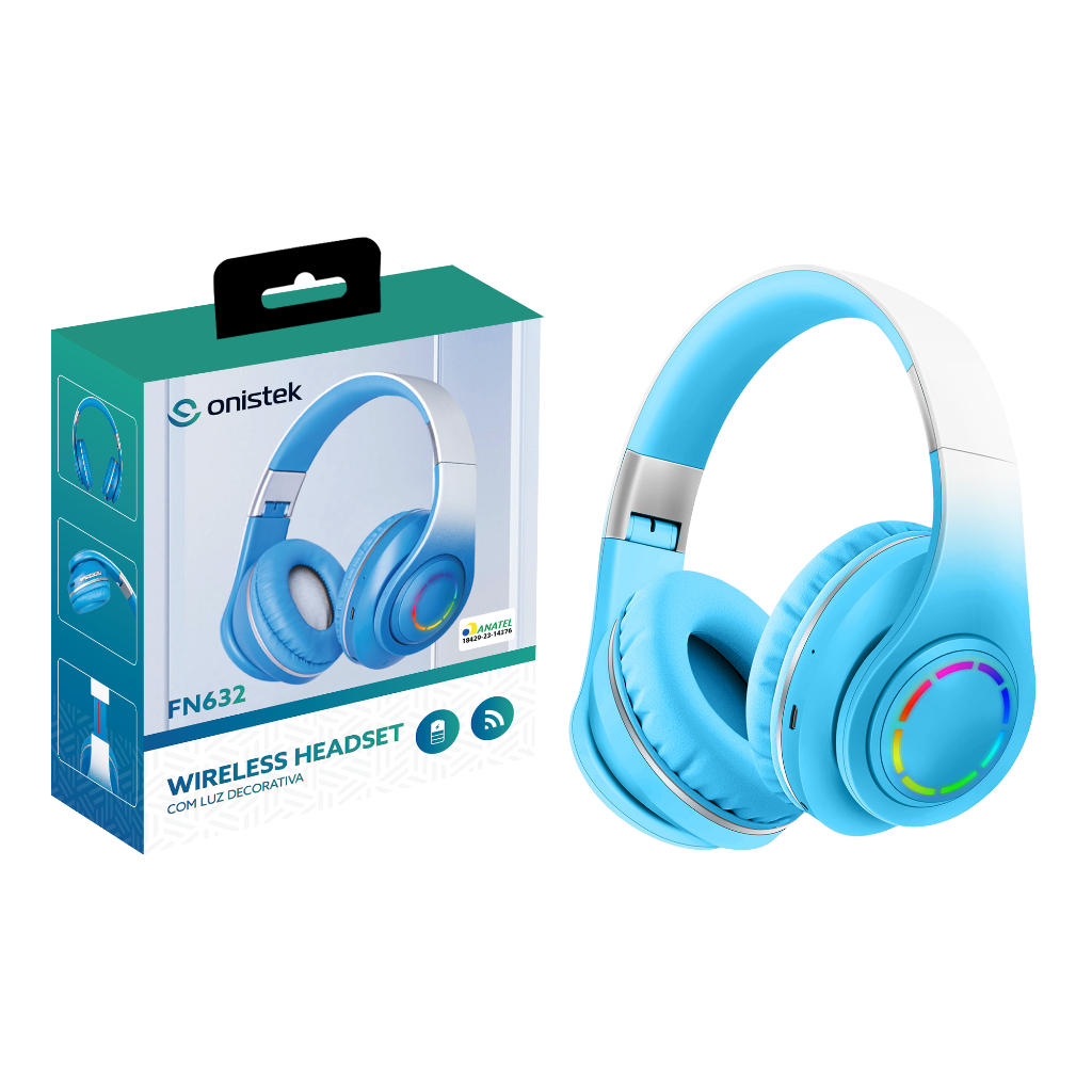 Headset Bluetooth 5.0 Wireles Colorido Onistek - On-fn632