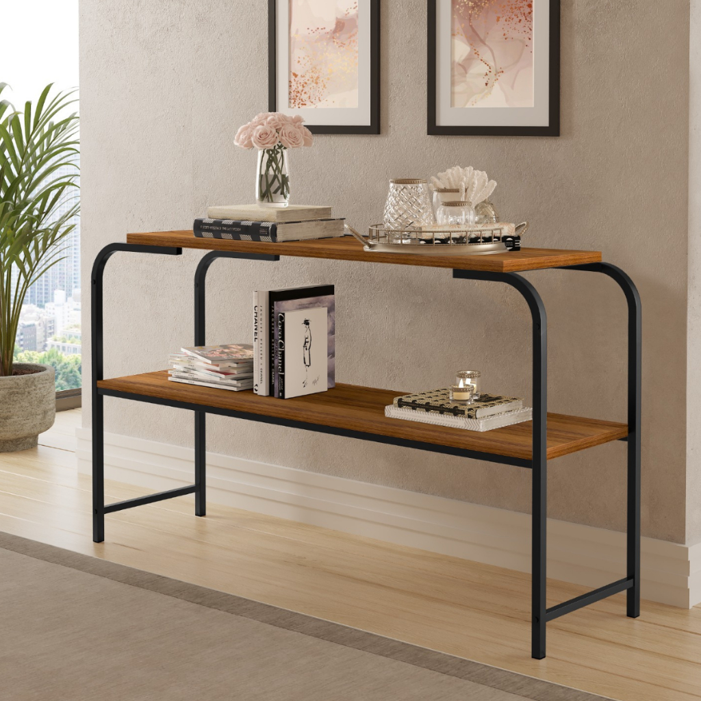 Aparador Buffet Luxo Estilo Industrial Buffet 2 Prateleiras para Sala Decoração