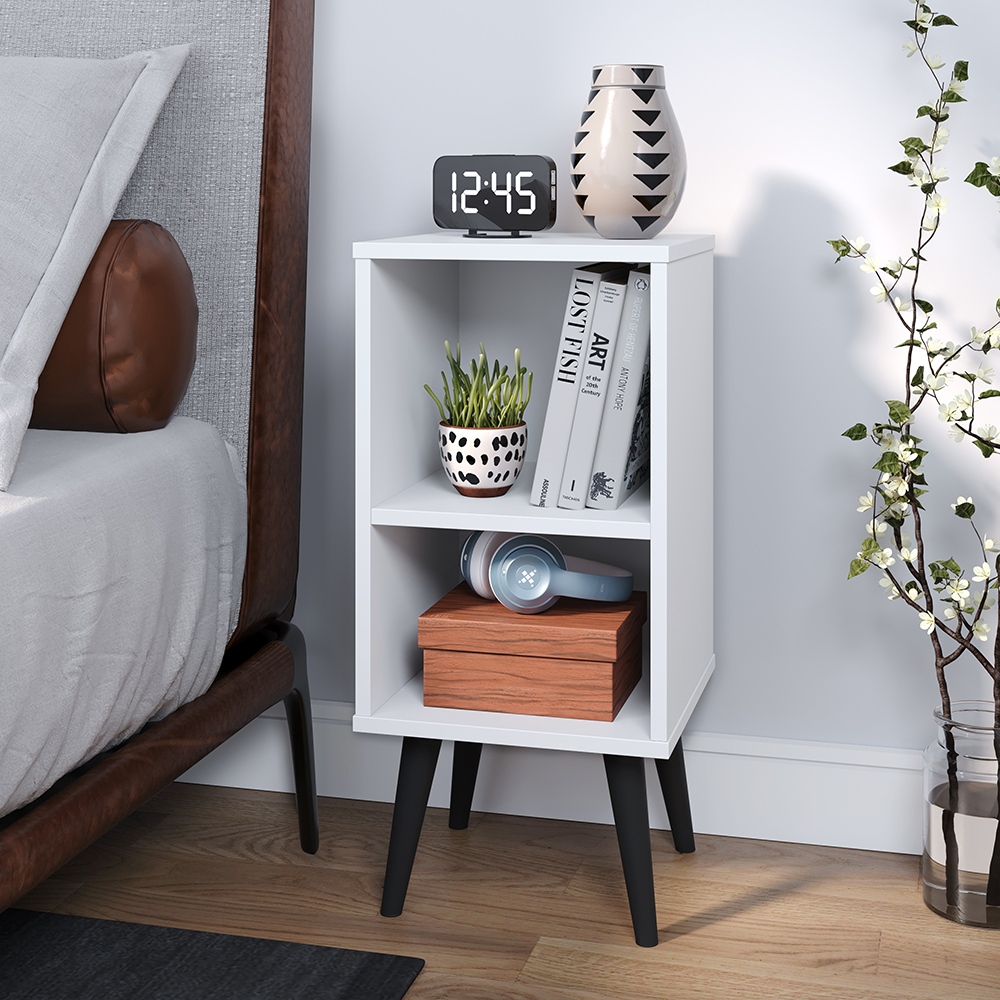 Mesa De Cabeceira Mudo Retro Charme Quarto Cama Branco