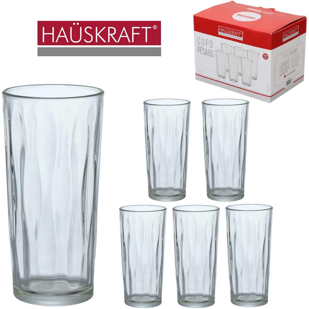 JOGO DE COPO DE VIDRO PESARO HAUSKRAFT COM 6 PECAS 265ML
