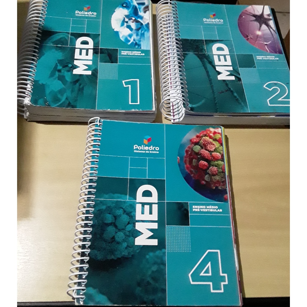 Livros Med Pré-vestibular Medicina Caderno 1,2 E 4 - 03 Volumes ...