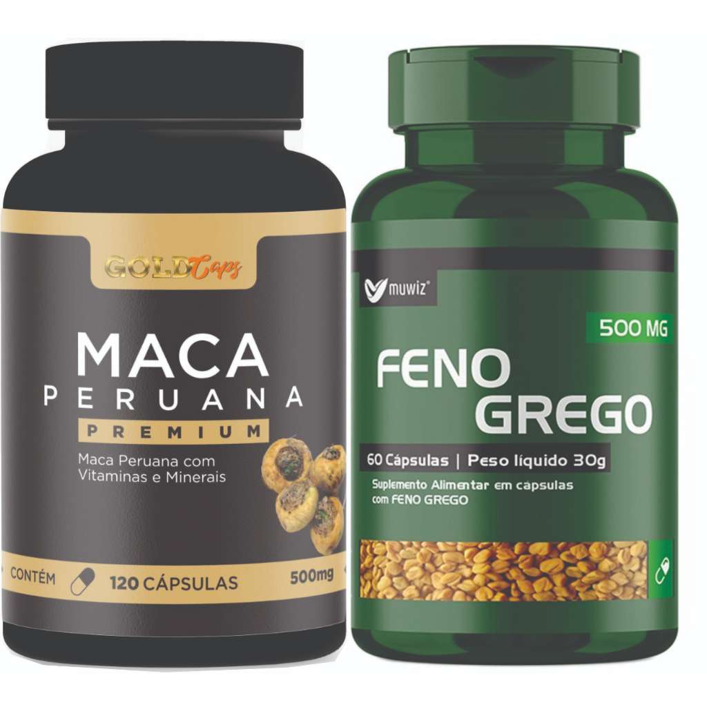Maca Peruana 120 Capsulas Feno Grego Puro 60 Caps Muwiz | Shopee Brasil