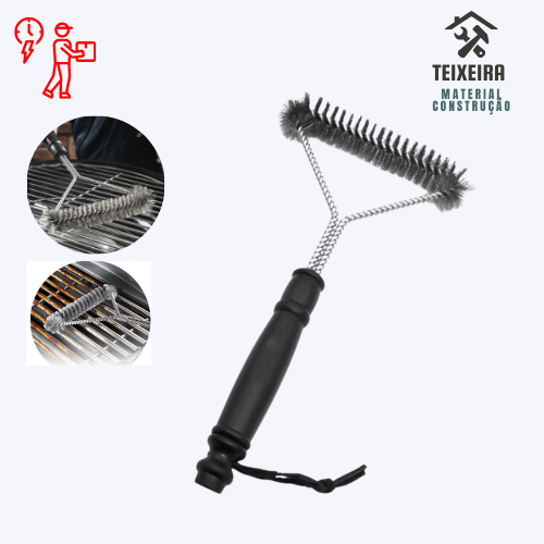 Escova de Aço Limpador de Grelha Churrasqueira Limpa Grelha e Espeto 30cm