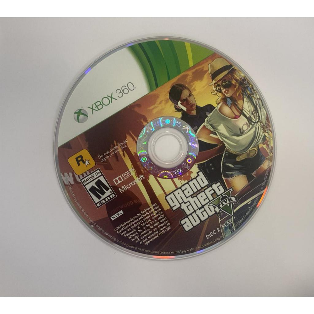 DISCO 2 DO JOGO GTA 5 - XBOX 360 - ORIGINAL - É PRECISO TER O DISCO 1 DE INSTALAÇÃO PARA JOGAR