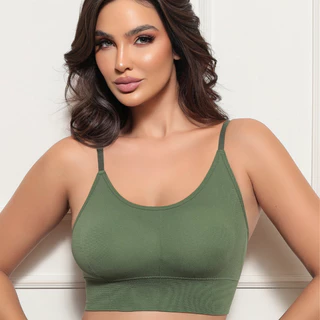 Top Fitness Cropped Academia Com Bojo Removível Alça Fina Ajustável
