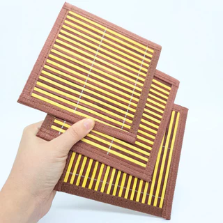 Descanso de Panela de Bambu Suporte e Apoio de Mesa Conjunto com 3 unidades