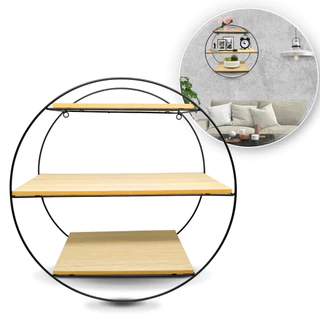 Prateleira Decorativa Nicho Aramada Redonda Mdf Metal Parede Decorativo Livro Industrial Dourado