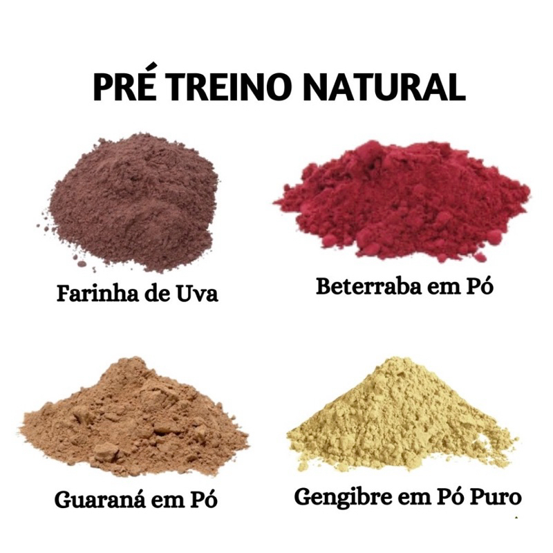 Pré-Treino Natural Farinha de Beterraba, Gengibre, Uva e Guaraná em Pó