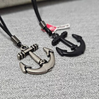Colar Masculino Ancora preto metal cordão encerrado e ajustavel
