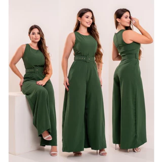 Macacão Feminino Pantalona com Cinto