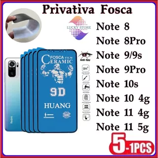 Película Privativa Fosca Anti-Spy Matte Cerâmica Hidrogel Xiaomi Redmi Note 8 Note 8pro Note 9 Note 9pro Note 10 Note 11