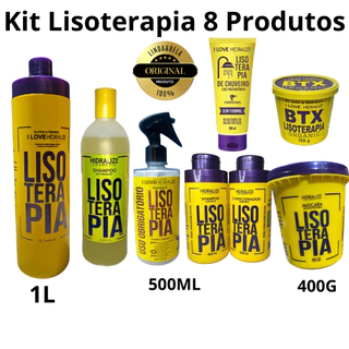 Kit Lisoterapia 1L S/Formol Sh+Cond, Anti Residuo, Prot térmico, Mascara, BTX e Progressiva Chuveiro