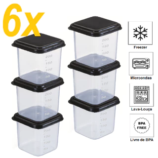 Kit 6 Potes Papinha Mistura com Tampas 250 ML Livre BPA