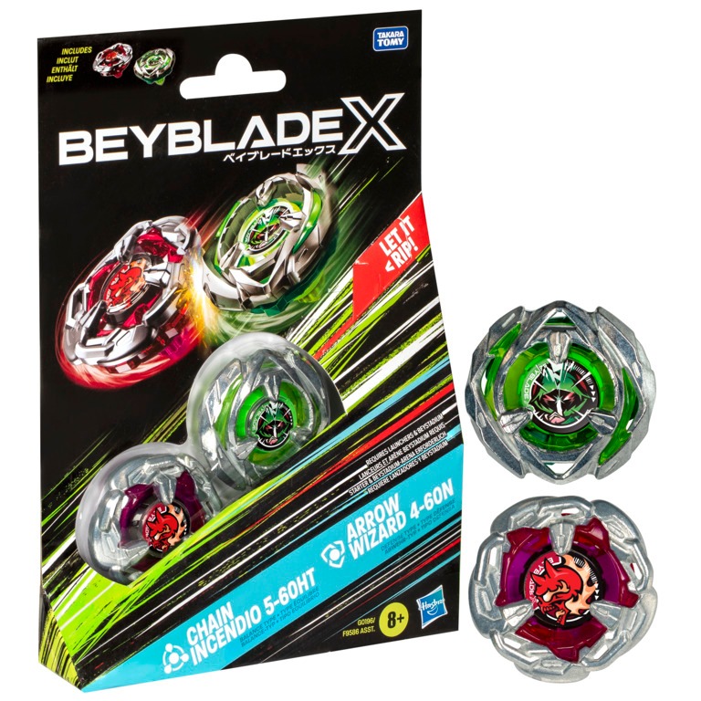 Beyblade X Pack Duplo Chain Incendio 5-60HT and Arrow Wizard 4-60N