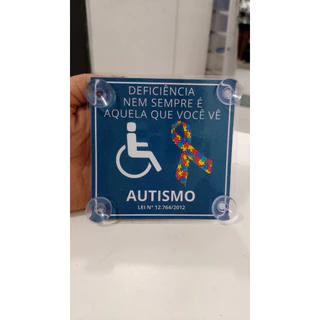 Placa Plastificada Símbolo Autista A bordo Lei para carro com ventosas 10x10