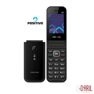 Celular com Tecla para Idosos P51 Flip Função Modem 4G Tela 2,4” LCD Dual SIM - Positivo Original