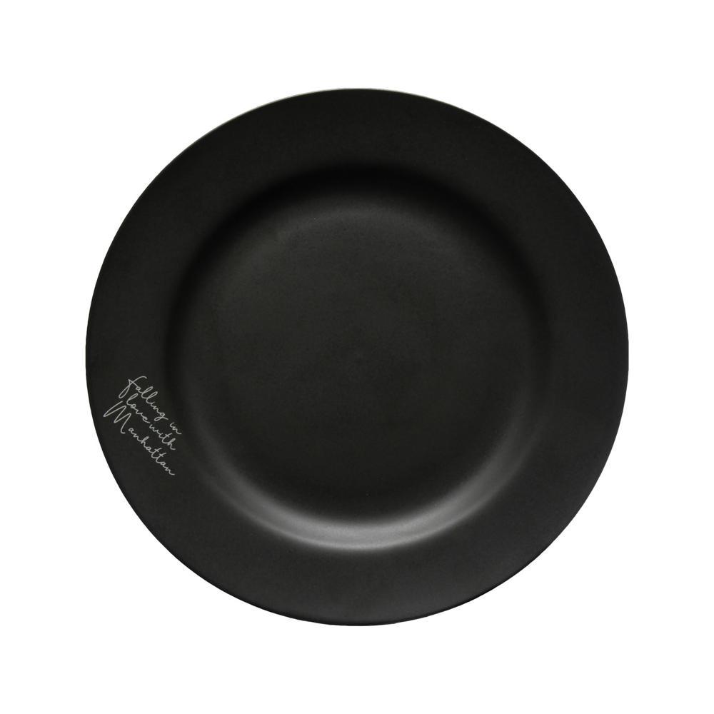 PRATO PARA SOBREMESA DE PORCELANA MANHATTAN PRETO 19CM COM 6 PEÇAS