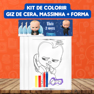 Kit de Colorir O Poderoso Chefinho com Giz de cera massinha e forma - Lembrancinha personalizada