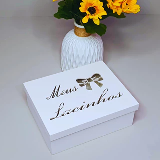 Caixa Meus Lacinhos 100% MDF (20x16x08) Branco em Oferta na Shopee