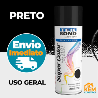 Tinta Spray Uso Geral 350ML Preto Fosco Tekbond