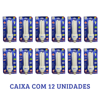 Caixa com 12 Lampadas Fluorescentes Quente Amarela 220W 30WATTS Lampada