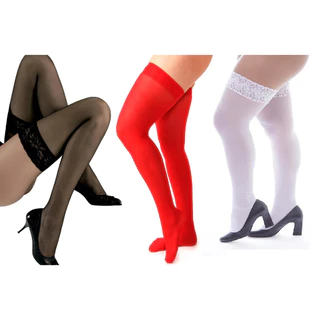 Kit Com 3 Pares De Meias 7/8 Sexy Para Espartilho - Meia LISA - Lingerie