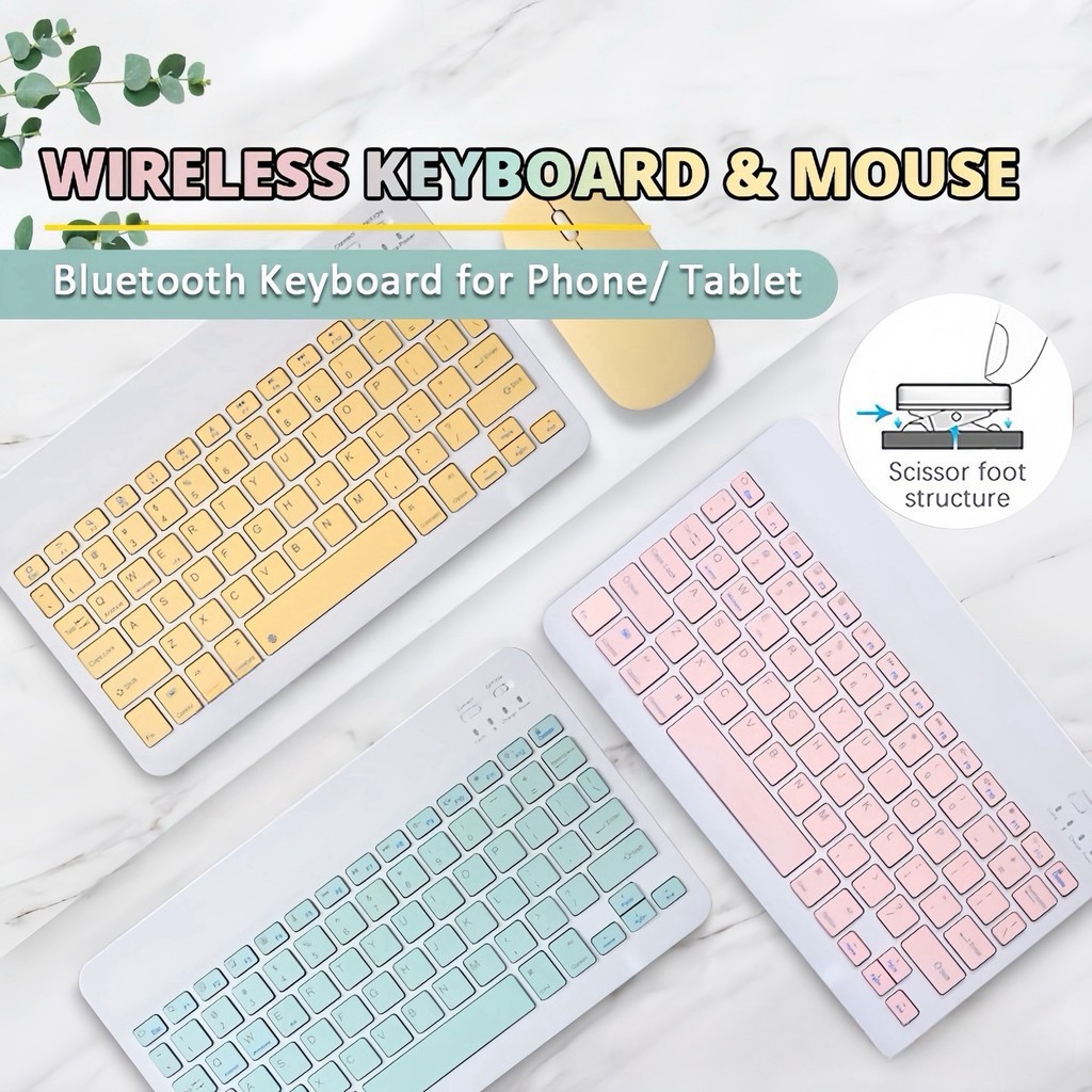 Kit Teclado E Mouse Bluetooth 5.2 Compatível Pc iPhone Android